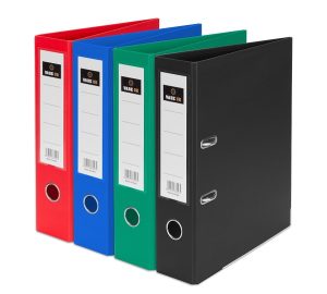 4 Colored Sets of VABE UK Lever Arch Folders (Red, Green, Black, Blue)