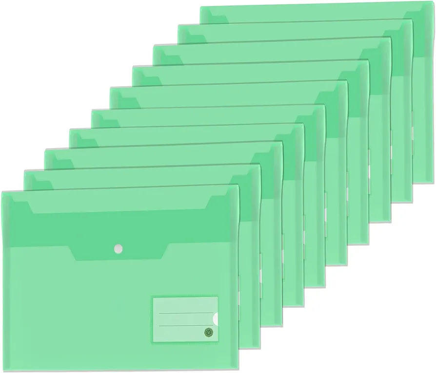 Green VABE UK Plastic Wallets 10 Packs