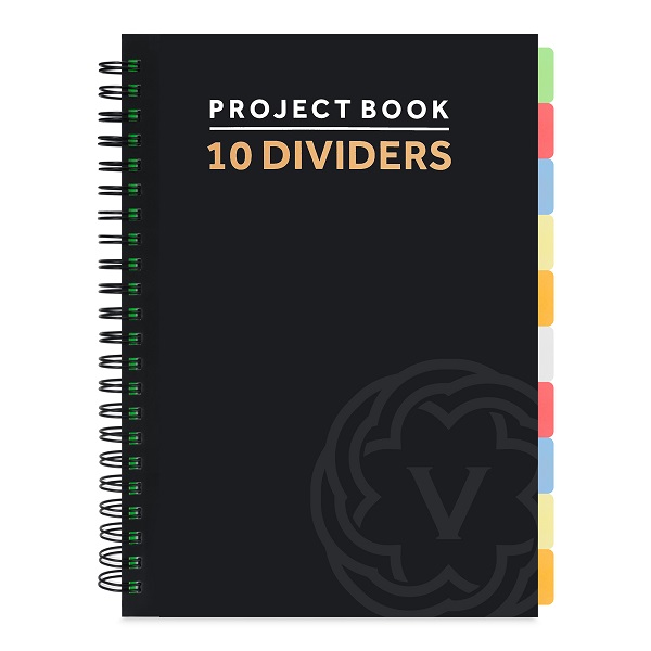 A4 Project Notebook with 10 Dividers Black