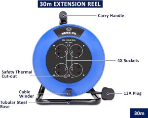 VABE UK Extension Cable Reel 30m