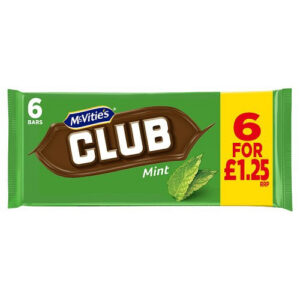 McVities Club Mint Milk Choc Biscuit Bars PM £1.25 6pk