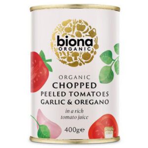 Biona Organic Chopped Tomatoes with Garlic & Oregano 400g