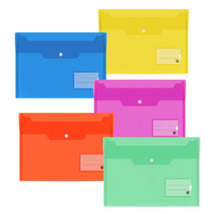 Vabe UK Plastic Wallets – A4 Plastic folders with Label Pocket