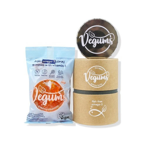 Vegums Orange Omega-3 60 Gummies Starter Pack Tube with Tin